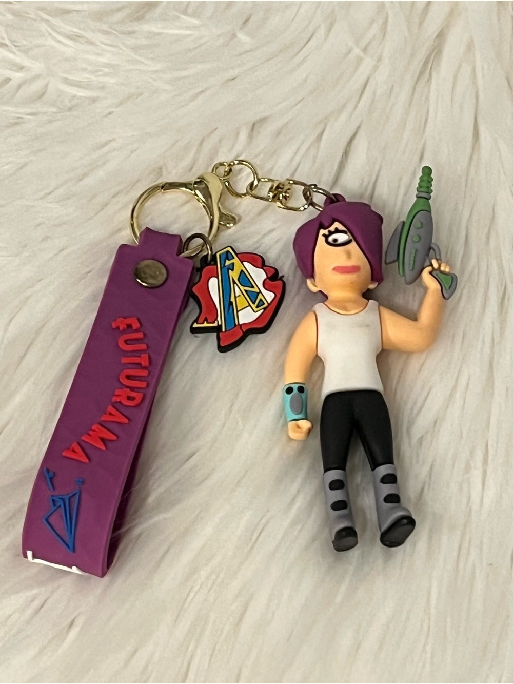 Futurama Purple Leela Figure Keychain with Silicone Strap